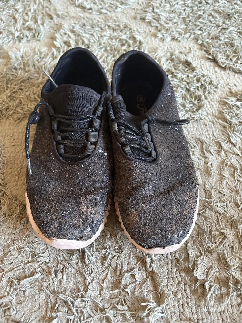 Forever Black glitter Athletic Sneakers with White Sole